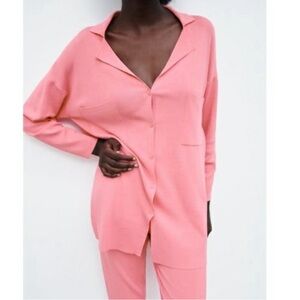 ZARA Knit Button Down Top